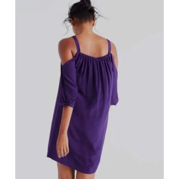 Madewell Silk Cold-Shoulder Dress Size 4 - Picture 2 of 10
